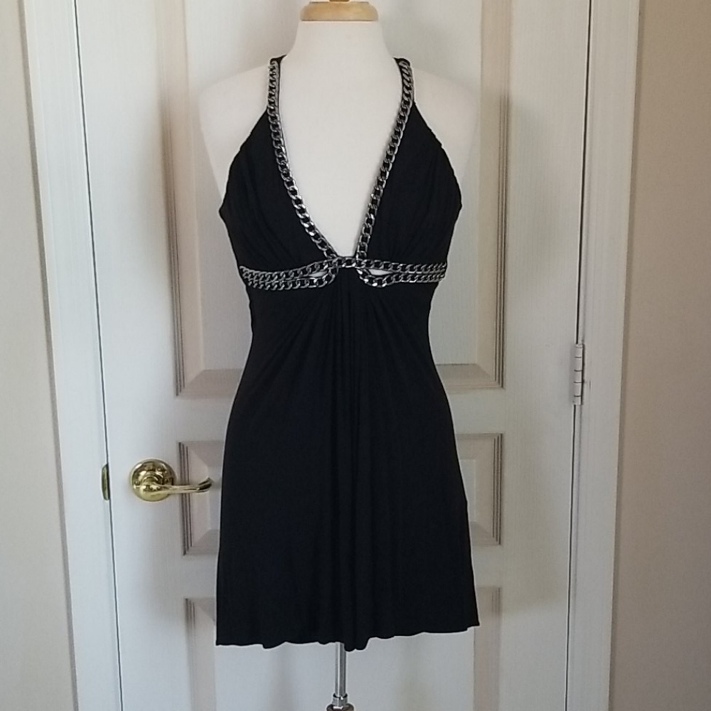 Sky Black & Chains Dress nwot